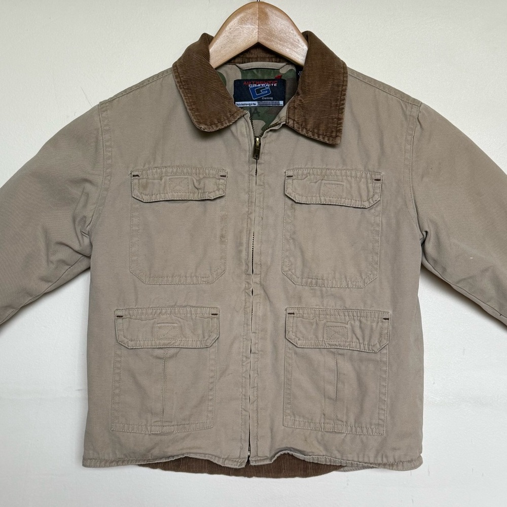 Boy's Tan Jacket with Brown Collar and Camo Detail Size 4T